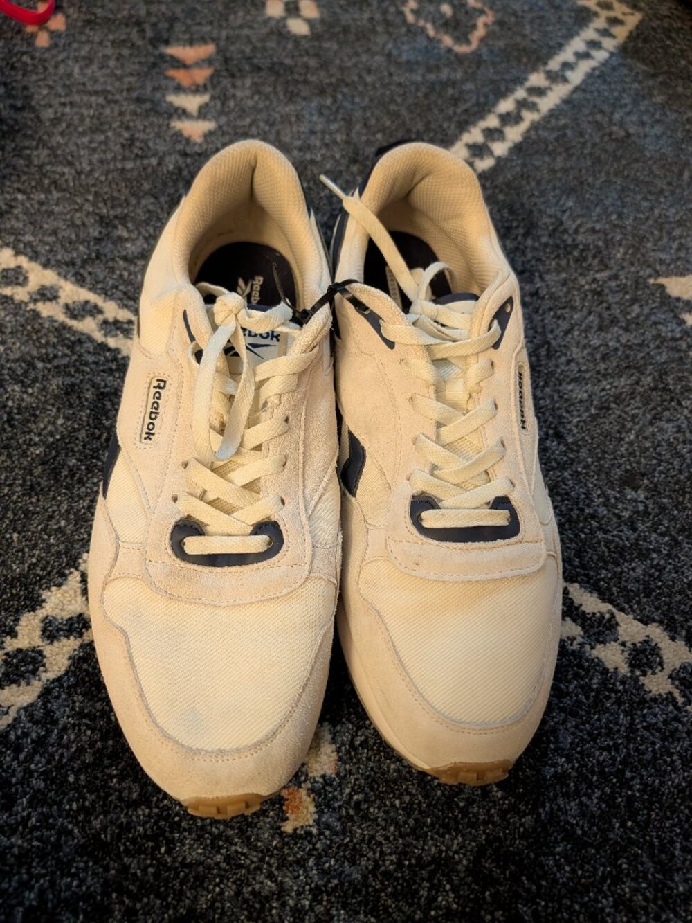 Reebok Forte Racer Men's Size 13 Cream Navy Gum Retro Sneakers Ortholite